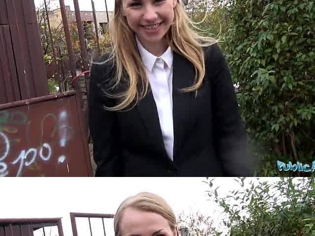 Public Agent Cute Golden-haired Russian honey drilled throughout tights