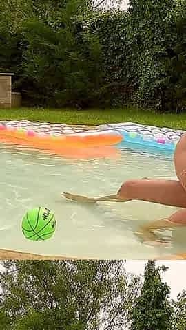 Blonde Poolside Gangbang with Multiple Cocks