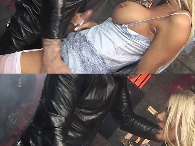 Erotic fetish fantasy Stacey Saran is dressed in a slutty see-through wedding dress pulls her panties to fuck a masked stranger
