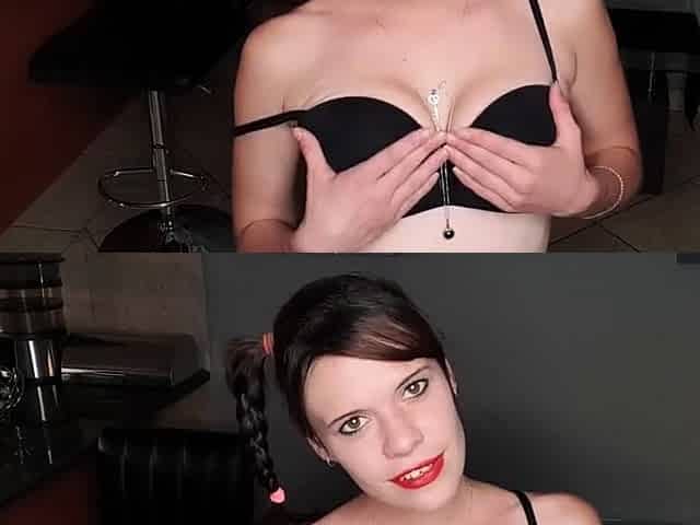 Naughty MILF Plays with Bra and Displays Her Small Tits