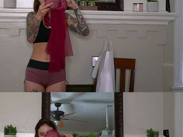 Brunette Teen playing with her big boobs and dildoing