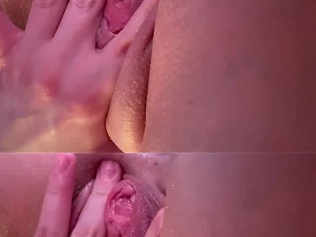 Close up Fingering Pussy. Sit on Cum