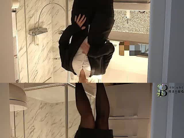 Secretary undressing and taking a shower