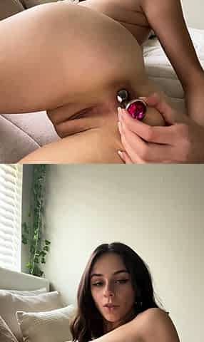 Brunette solo honey shows her masturbating skills