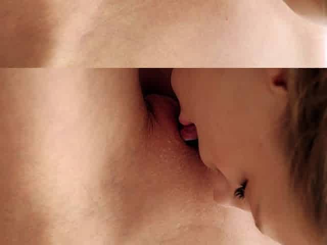 Pigtailed Brunette Lesbian Licks Hot Blonde