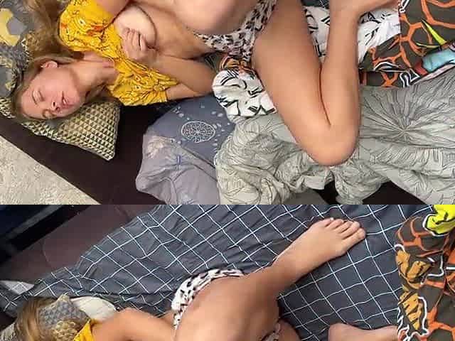 Homemade masturbation. Saggy boobs and pink cunt.