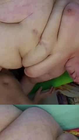 Dude pushing dildo inside of big woman