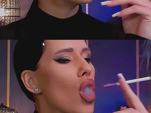intense smoking closeup