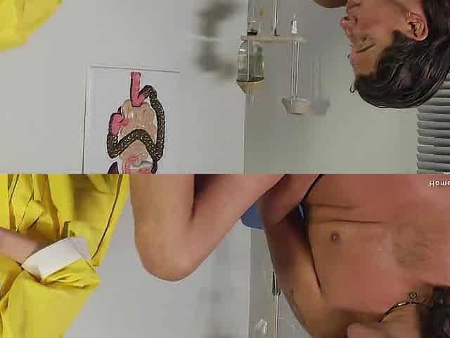 Wicked nurse sucks and fingers her patients booty