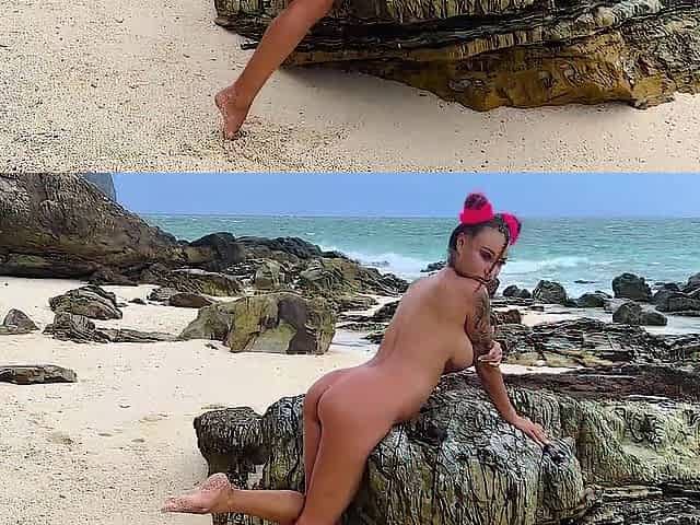 Astonishing Monika Fox Exposed on Beach of Paradise Island