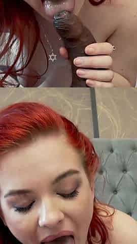 Redhead Teen Black Cock Foreskin Play Blowjob POV