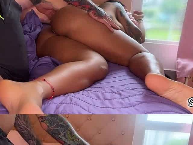 Tattooed stepfather screws breasty fitness stepdaughter who won't get without daybed - SayaFit
