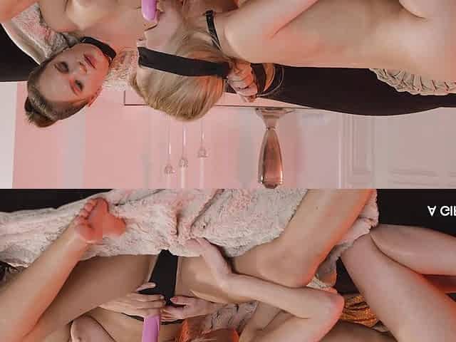 Glamorous Hungarian and Russian blondes explore fetish strap on seduction