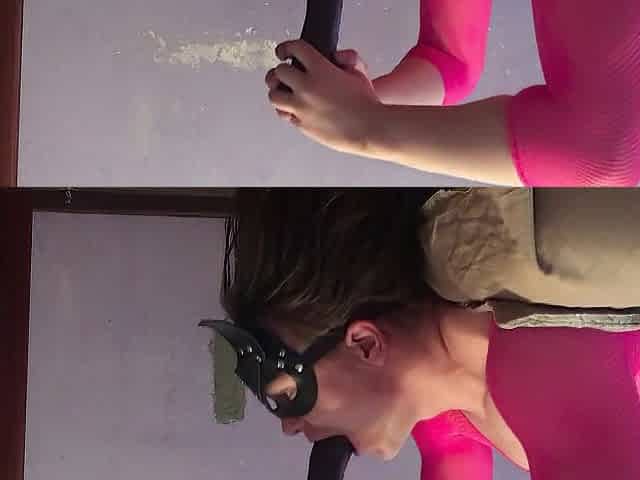Sissy attempts upside down deepthroat