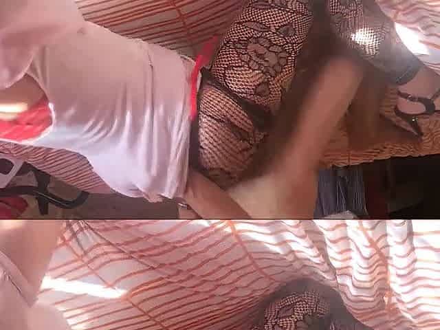 624 (02) - European Whore Licking, Sucking & Banging in Fishnet & Satin Underware