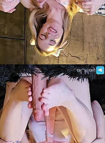 Footjob pov feet powerful stroke