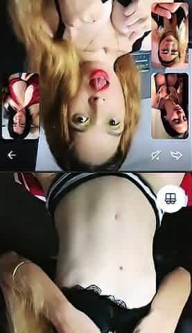 Very Hot Amateur French Teen couple tit fuck on Webcam