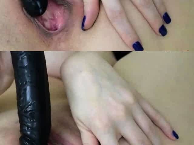 Big-Tit Blonde Fucks BBC Dildo