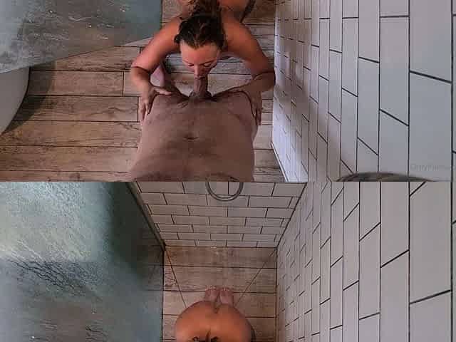 Big tit brunette MILF sucks and tit fucks a big cock
