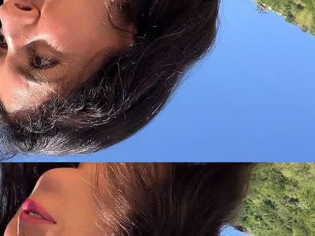 Walking with hot cum on my face on a public beach full of