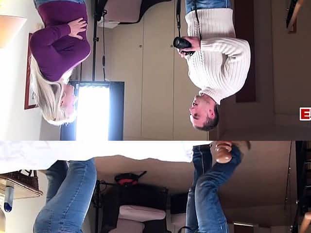 German chubby blonde housewife pick up on street for casting