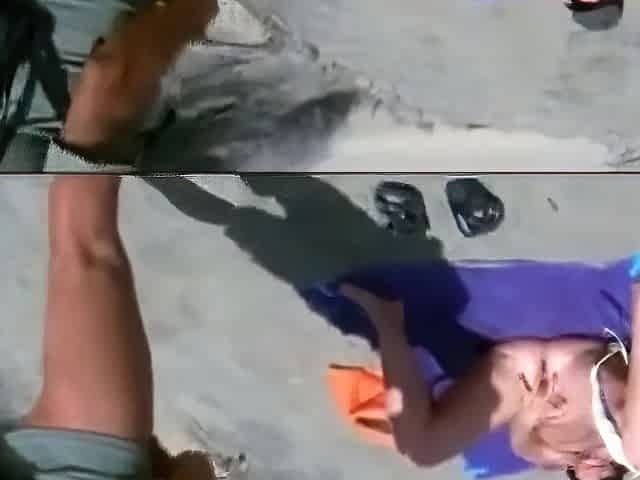 Mutual Masturbation on public beach