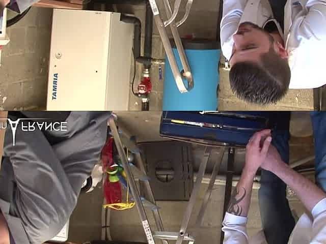 Skinny black slut from islands gets hard double penetrated by technicians