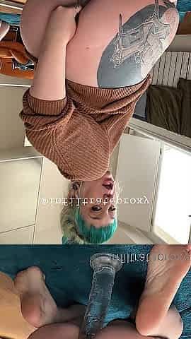 Proxy Paige- Anal stretching with giant sex-toy almost the size of my leg!