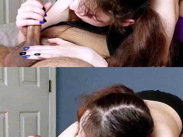 Amateur housewife blowjob and handjob with cumshot