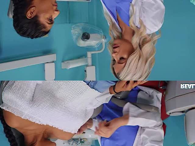 Meeting at the dentist gives lesbian couple oral pleasures