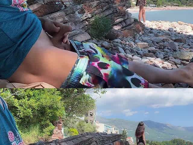 Public Weenie Flashing on the Beach - Cutie Saw My Penis and Helped Me Cum