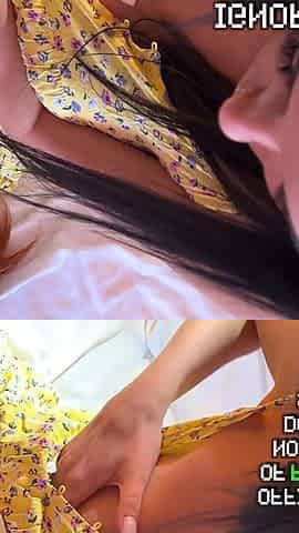 All Natural Big Tits Skinny Long Legs Brunette Makes a Big Cock Guy Moans with Long Tease