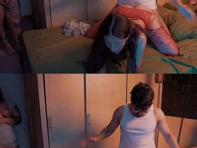 Screwing the lesbo girlfriend of my stepsis, that babe has such a great butt!