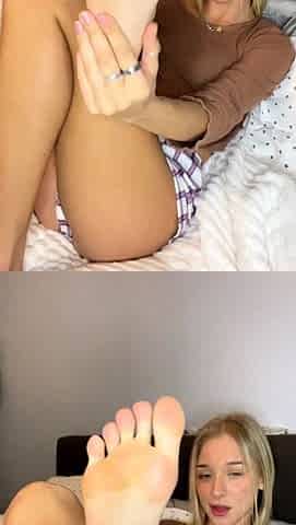 Blonde babe in stockings foot fetish and fucking