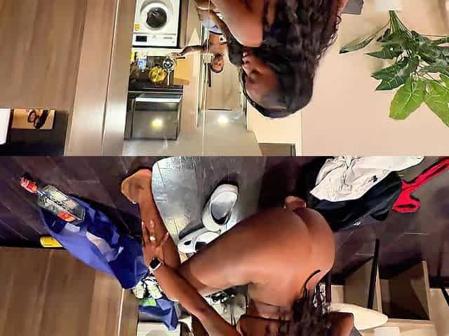 Large Breasts large Ass Glamorous Wifey Rides Large Ebony Shlong and gives Lap dance