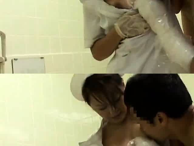 Sluty asian cheerleader in uniform giving blowjob in kitchen