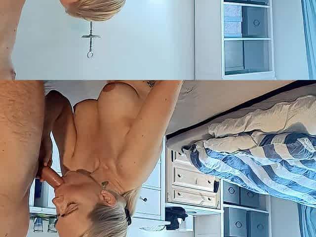 mother I'd like to fuck sucks and jerks the cum without him in no time!