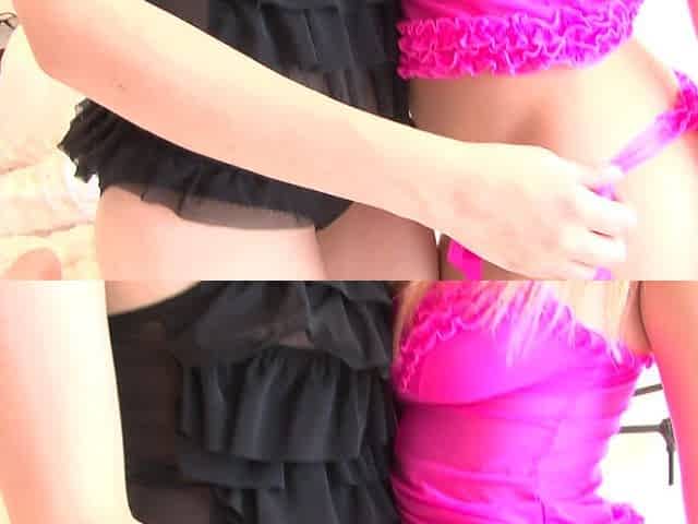 Brook with Pink Baby Doll and Black for Louisa Pose in Bed with Sexy Style