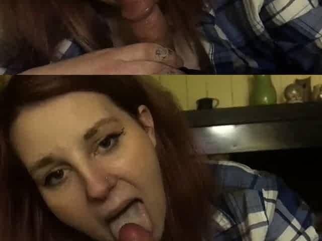 Amateur redhead slut gives a great pov blowjob