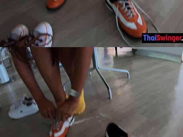 Bowling and POV blowjob from my super cute Thai MILF girlfriend