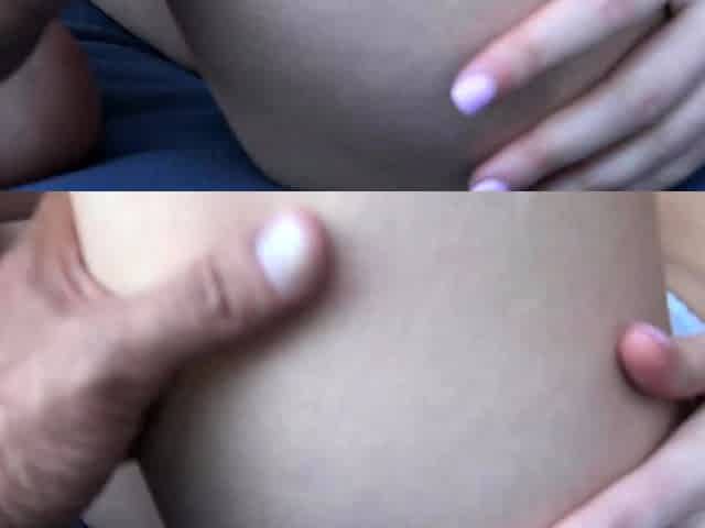 Pussy fingered brunette slut sucks dick pov style