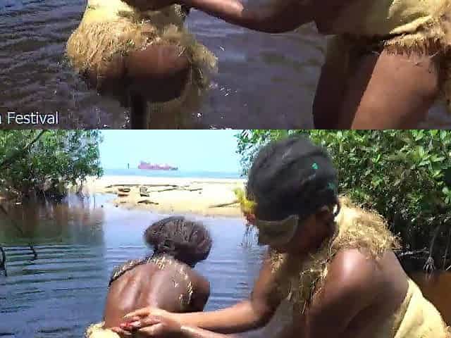 Tribal afro angels performing wild sex ritual on me by the river