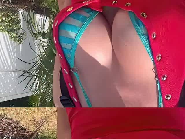 European Stepmom Artemisia Love showing her soaked breasts outdoor