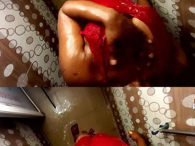 Ebony Girl Having Fun Twerking in the Bathroom Sucked Some Dick