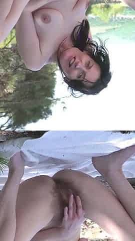 Nudist and nymphomaniac jerking off in the woods