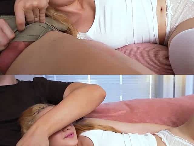 Pornstar BJ's cock, gets rear end from TV, cums with