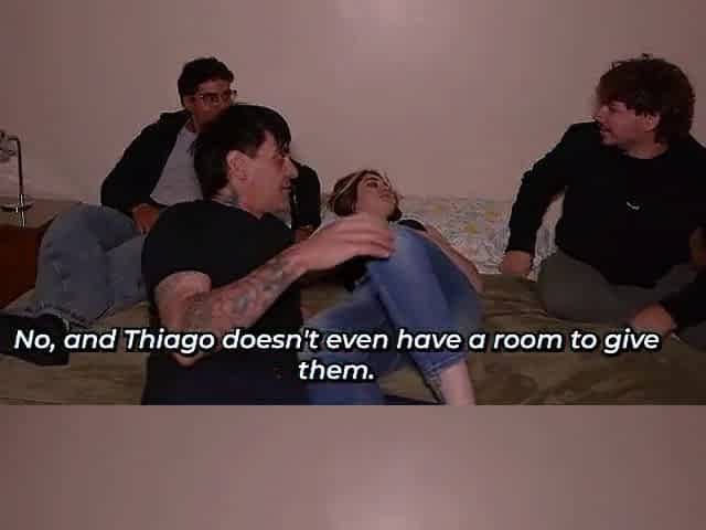 Allies arrive home after a party and end up having a three-some!