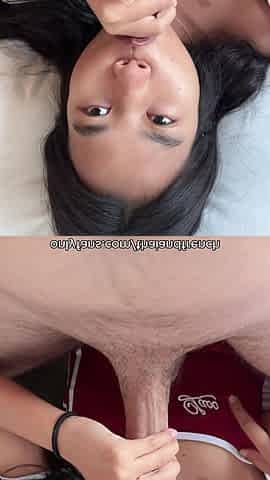 18yo Thai Teen While Trying to Swallow Cum
