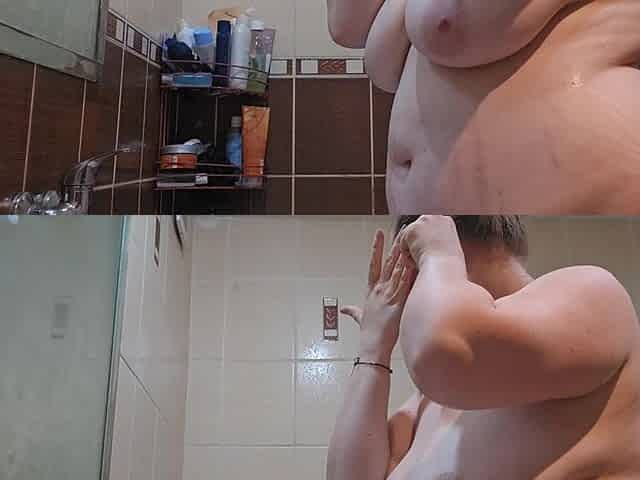 Busty BBW Gets Horny and Masturbates in the Bathroom