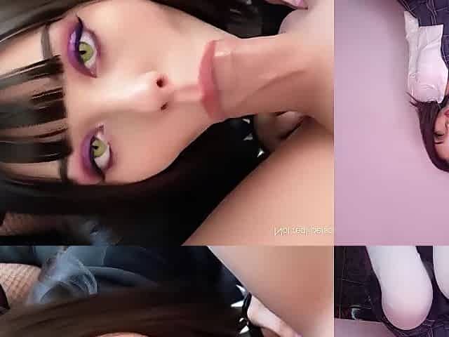 Gothic girlfriend with ideal boobs gives her booty to her lover - Masturbating with AI